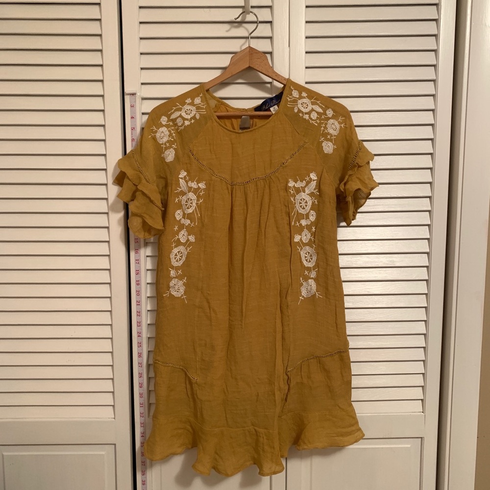 Dress Blue Rain Medium gold ruffle cute